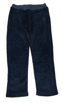 Tmavomodré žebrované sametové teplé tregíny se třpytivým pasem Kids