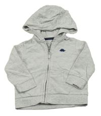 Svetlosivá melírovaná prepínaci mikina s dinosaurom a kapucňou F&F