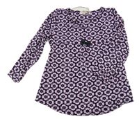 Tmavomodro-lila květovaná tunika s mašlí 