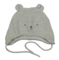 Svetlosivá melírovaná pletená zavazovací čepice - medvedík H&M