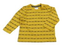 Tmavožluto-čierne vzorované tričko PUSBLU