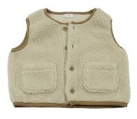 Smetanová huňatá vesta s nápisy Next