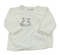 Biela zamatová prepínaci mikina s hrošíkem Ergee