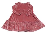 Růžové lesklé sametové šaty 