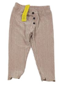 Nové - pudrové žebrované plyšové kalhoty s knoflíky SHEIN