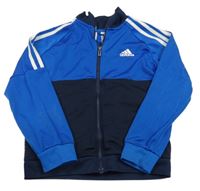 Cobaltově modro-tmavomodrá thermo propínací mikina Adidas