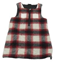 Smetanovo-čierno-červené kockované vlnené šaty F&F