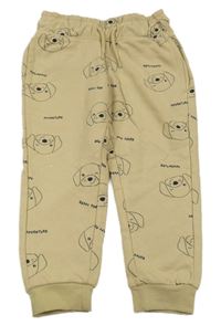 Nové - béžové tepláky s pejsky lupilu