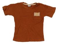 Medové žebrované tričko s kapsou s nášivkou Kiki&Koko