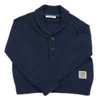 Tmavomodrý prepínaci sveter s nášivkou alive