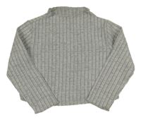 Šedé melírované žebrované úpletové crop mikinotriko Matalan