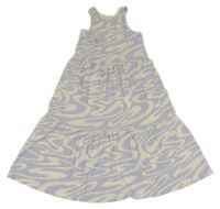 Fialovo-smetanové vzorované šaty 