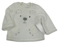 Nové - biela plyšová mikina s medvedíkom F&F