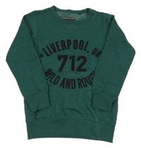 Tmavozelená melírovaná mikina s číslom a nápismi