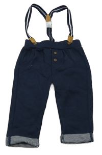 Tmavomodré chino teplákové kalhoty s kšandami C&A