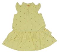 Svetložlté šaty s ovociem a volánikmi a golierikom Next