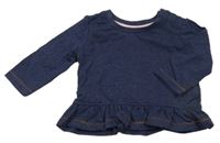 Tmavomodré melírované tričko s volánikom PRIMARK