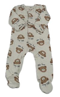 Světlebéžová melírovaná zateplená kombinéza s medvídky F&F