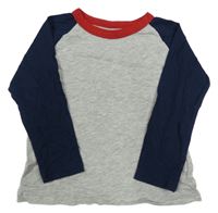 Šedo/melírovano-tmavomodro-červené tričko H&M