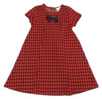 Červeno-čierne kockované šaty s mašlou Topolino