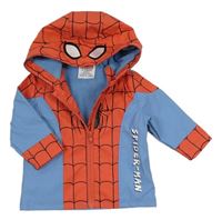 Červeno-modrá nepromokavá lehce zateplená bunda s kapucí - Spiderman Primark