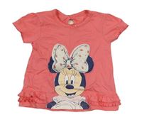 Lososové tričko s Minnie a volánky George