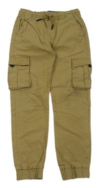 Hnědé plátěné slim cargo cuff kalhoty Denim Co.