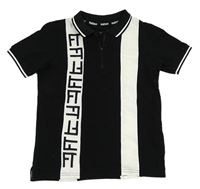 Čierno-biele pruhované polo tričko s písmeny Firetrap