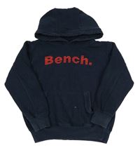 Tmavomodrá mikina s logom a kapucňou Bench