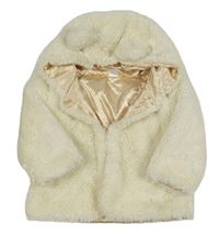 Krémová kožušinová podšitá bunda s kapucňou Tex