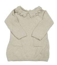 Béžové svetrové šaty s golierikom Primark