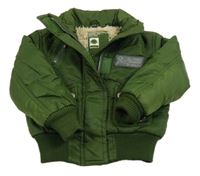 Zelená šušťáková zimná bunda s nášivkou