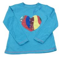 Modrá fleecová mikina so srdcem z překlápěcích flitrů Dunnes