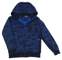 Tmavomodrá army propínací mikina s nášivkou a kapucí Nutmeg