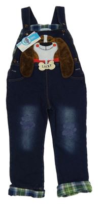 Nové - Tmavomodré teplákové laclové rifle se psem