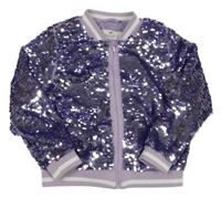 Levandulová flitrová podšitá propínací mikina H&M