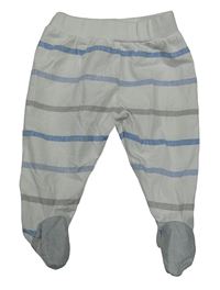 Bílo-modro-šedé pruhované lněné polodupky Mayoral