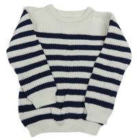 Bílo-tmavomodrý svetr s pruhy Primark