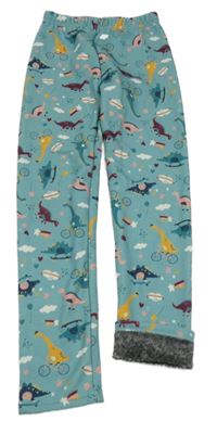 Zelené zateplené legíny s dinosaury Topolino