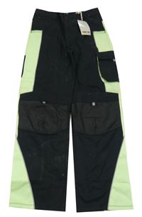 Nové - Černo-světlezelené pracovní kalhoty s kapsami King Craft