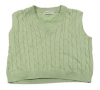 Zelená svetrová crop vesta Shein