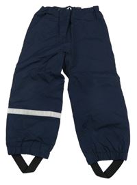 Tmavomodré šusťákové podšité kalhoty H&M