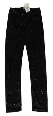 Nové - Černé třpytivé sametové legíny Cool Club