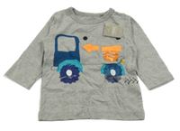 Nové - Šedé melírované triko s náklaďákem Next