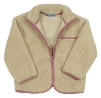 Béžová huňatá zateplená propínací mikina Primark