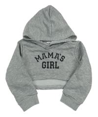 Sivá melírovaná crop mikina s nápisom a kapucňou Shein