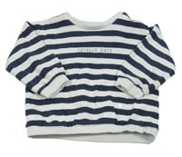 Bielo-tmavomodrá pruhovaná mikina s nápisom F&F