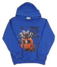 Modrá mikina s repráky a kapucňou