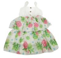 Biele šaty s květovanou vrstvenou sukní