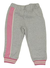 Sivé melírované tepláky s pruhmi